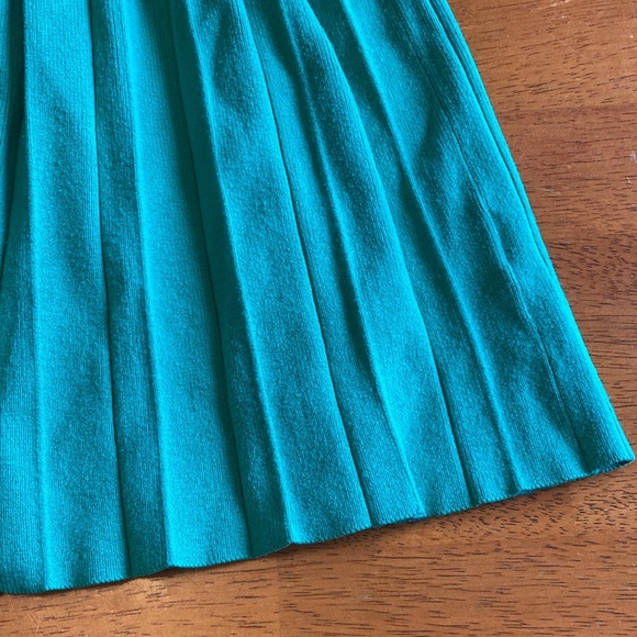 Milly Minis Girl Size 6/7 Green Josephine Pleated Ribbed Knit Flounced Hem Dress - Picture 4 of 10